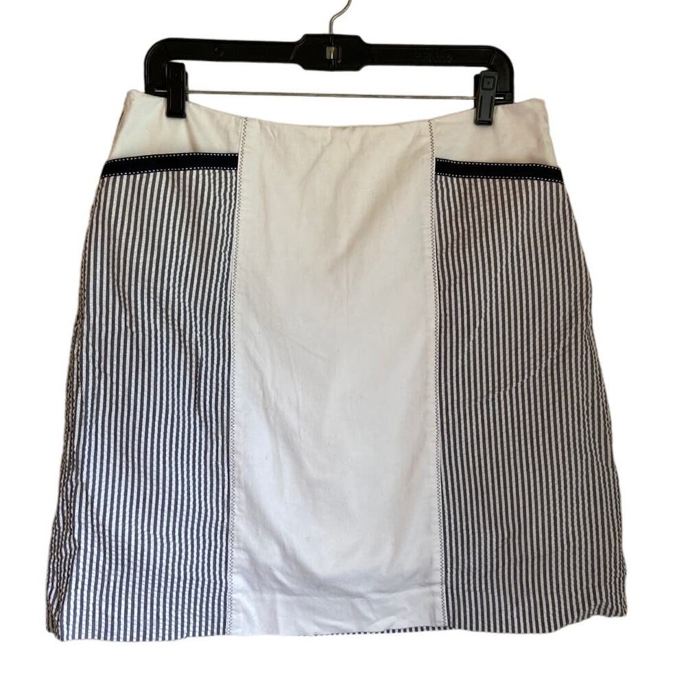 Preppy Talbots Sear Sucker Pencil Skirt Skort Plus Size 14 Office Capsule Career